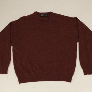 Burgundy Cashmere Cabernet Heather V Neck Sweater XL Soft Warm 44 Chest Quality